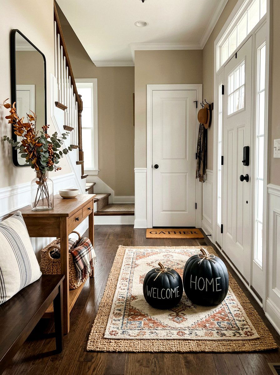 Chalkboard Pumpkin Foyer - 30 pumpkin without pumpkins decor ideas
