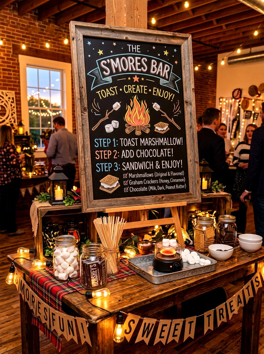 Chalkboard Smores Sign - 30 s'mores station ideas