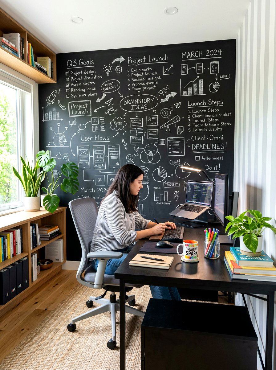 Chalkboard Striped Wall - 30 striped wall ideas