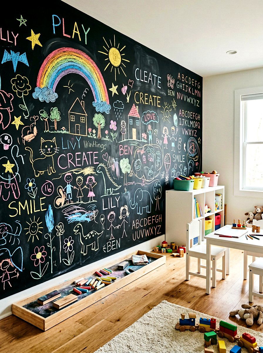 Chalkboard Wall - 30 playroom ideas