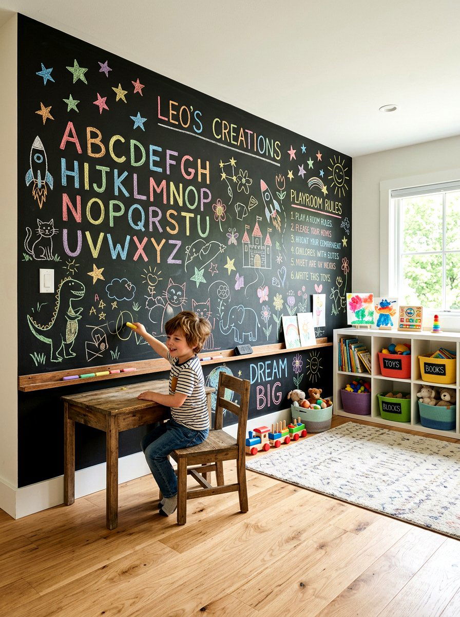 Chalkboard Wall - 30 toy library playroom ideas
