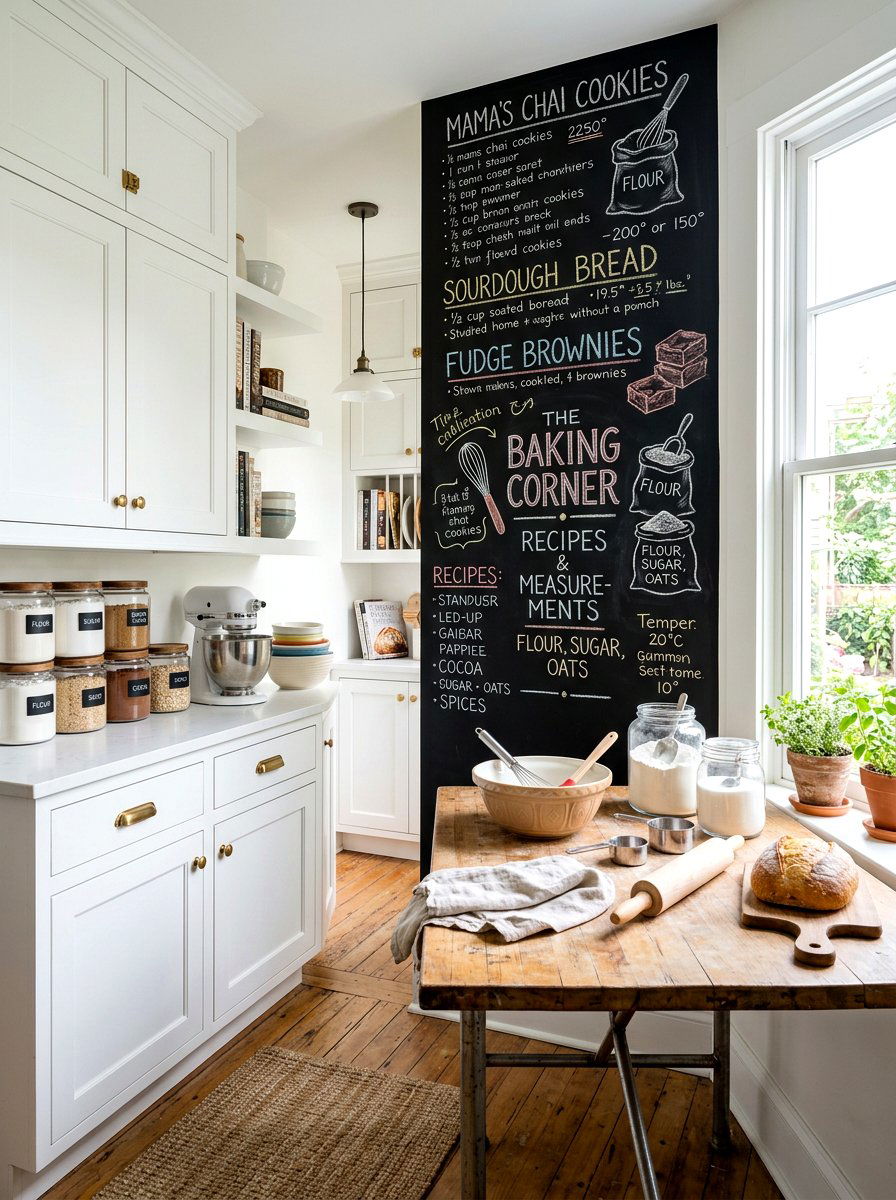 Chalkboard Wall Baking Center - 30 baking station ideas