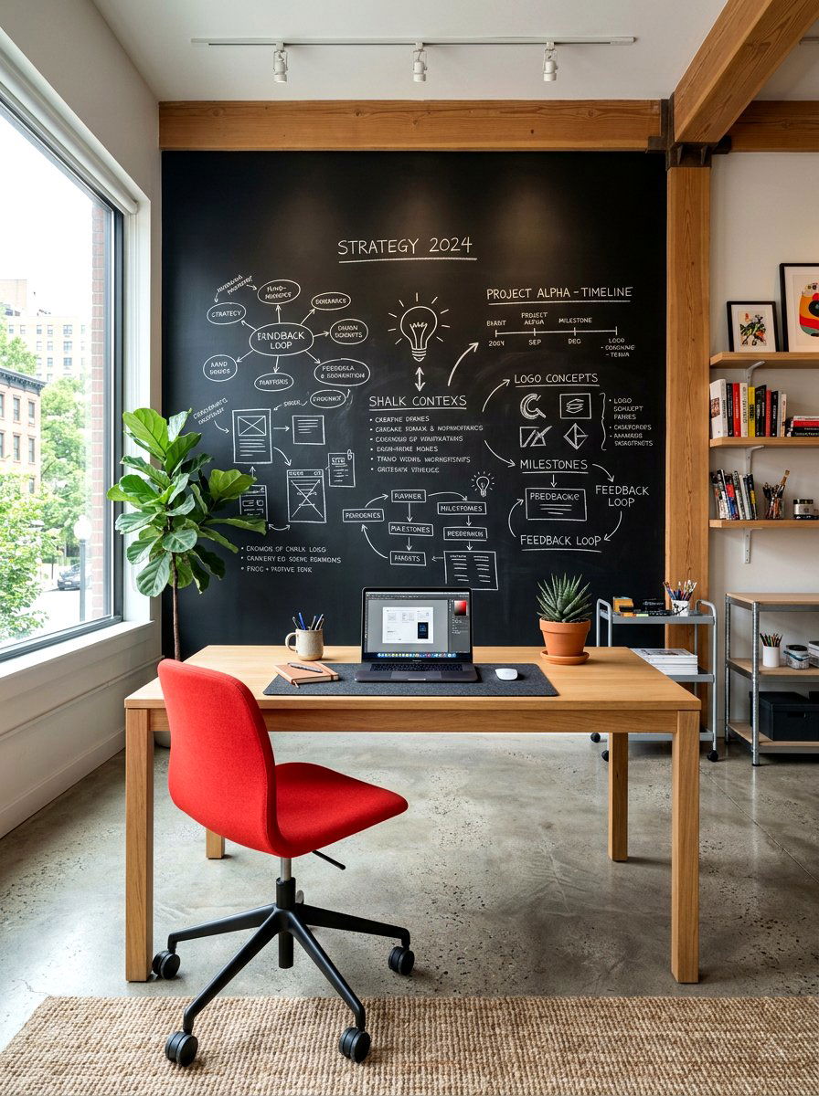 Chalkboard Wall Desk - 30 study hall nook ideas