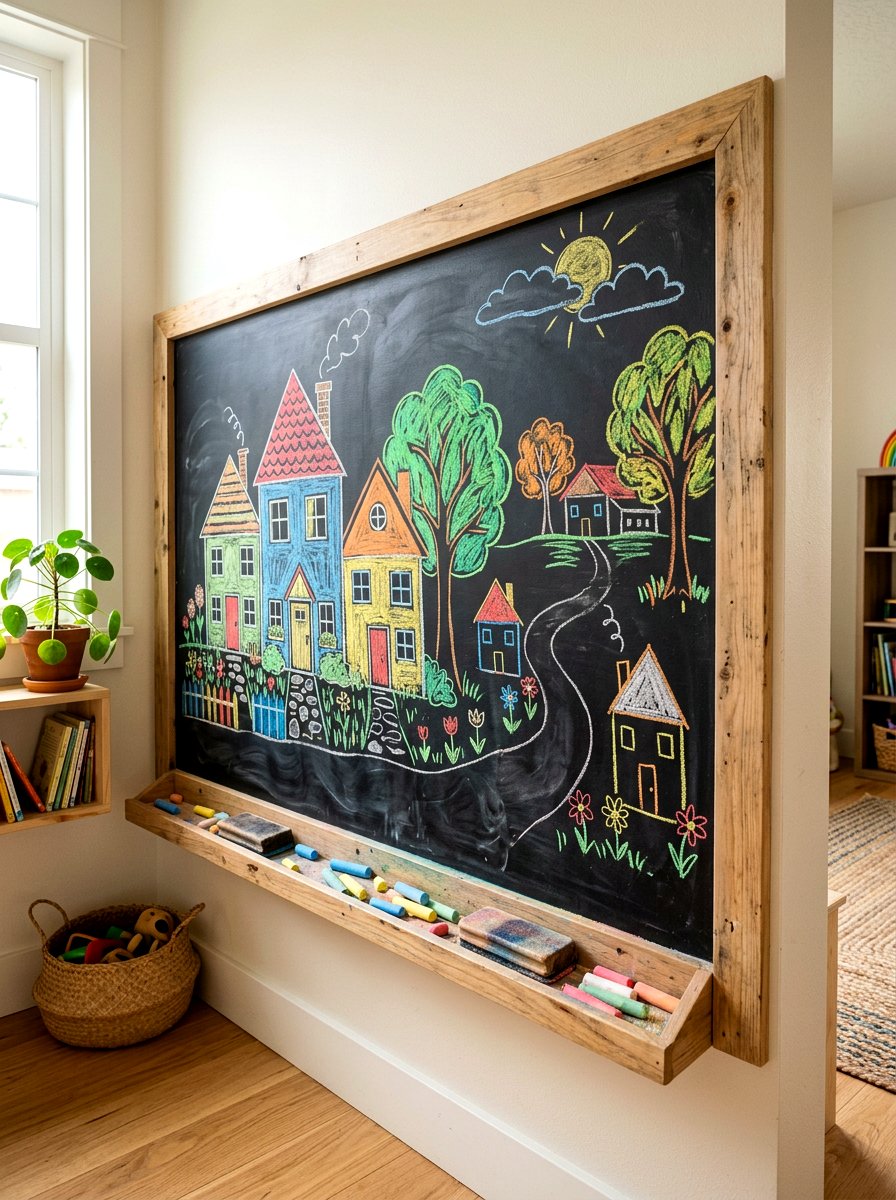 Chalkboard Wall Drawing Area - 30 imaginative play corner ideas