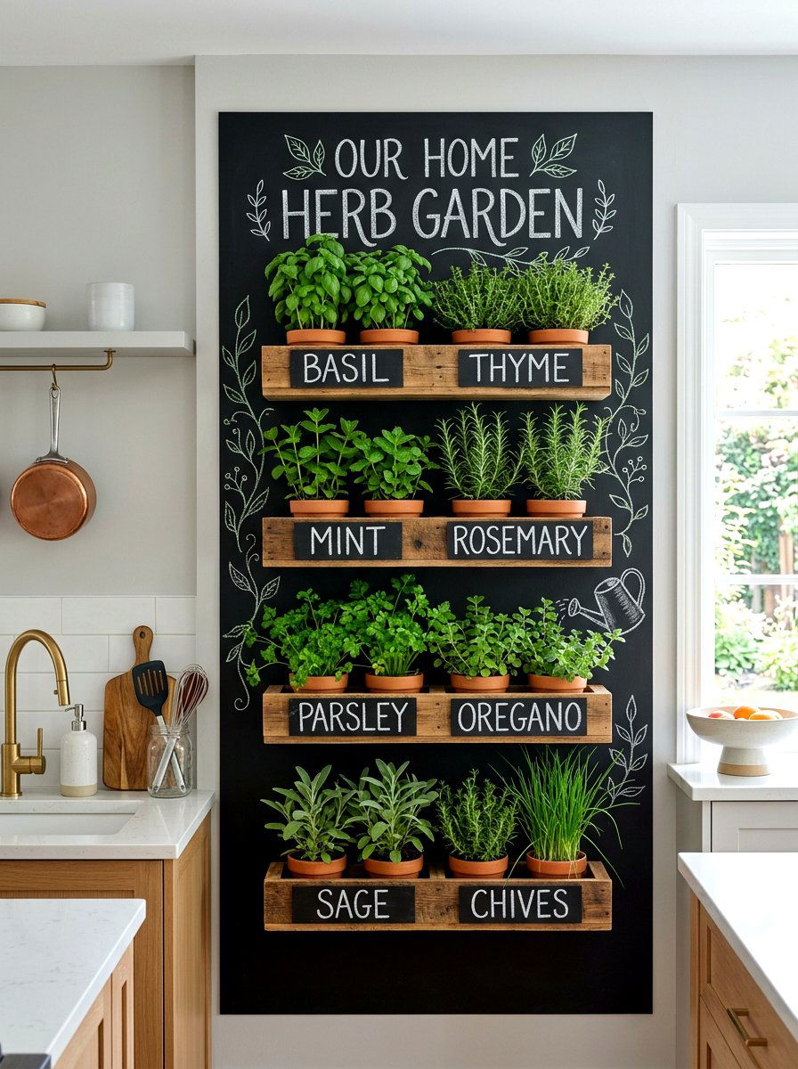 Chalkboard Wall Herb Garden - 30 hanging wall garden ideas
