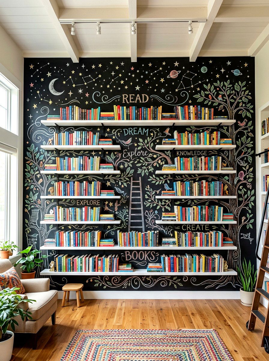Chalkboard Wall Library - 30 nursery library wall ideas