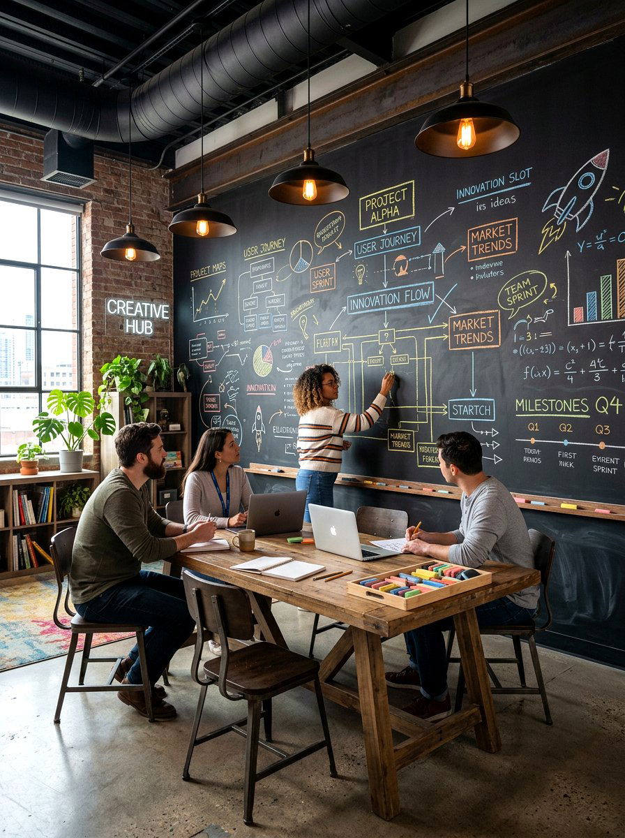 Chalkboard Wall Office - 30 offline home office ideas