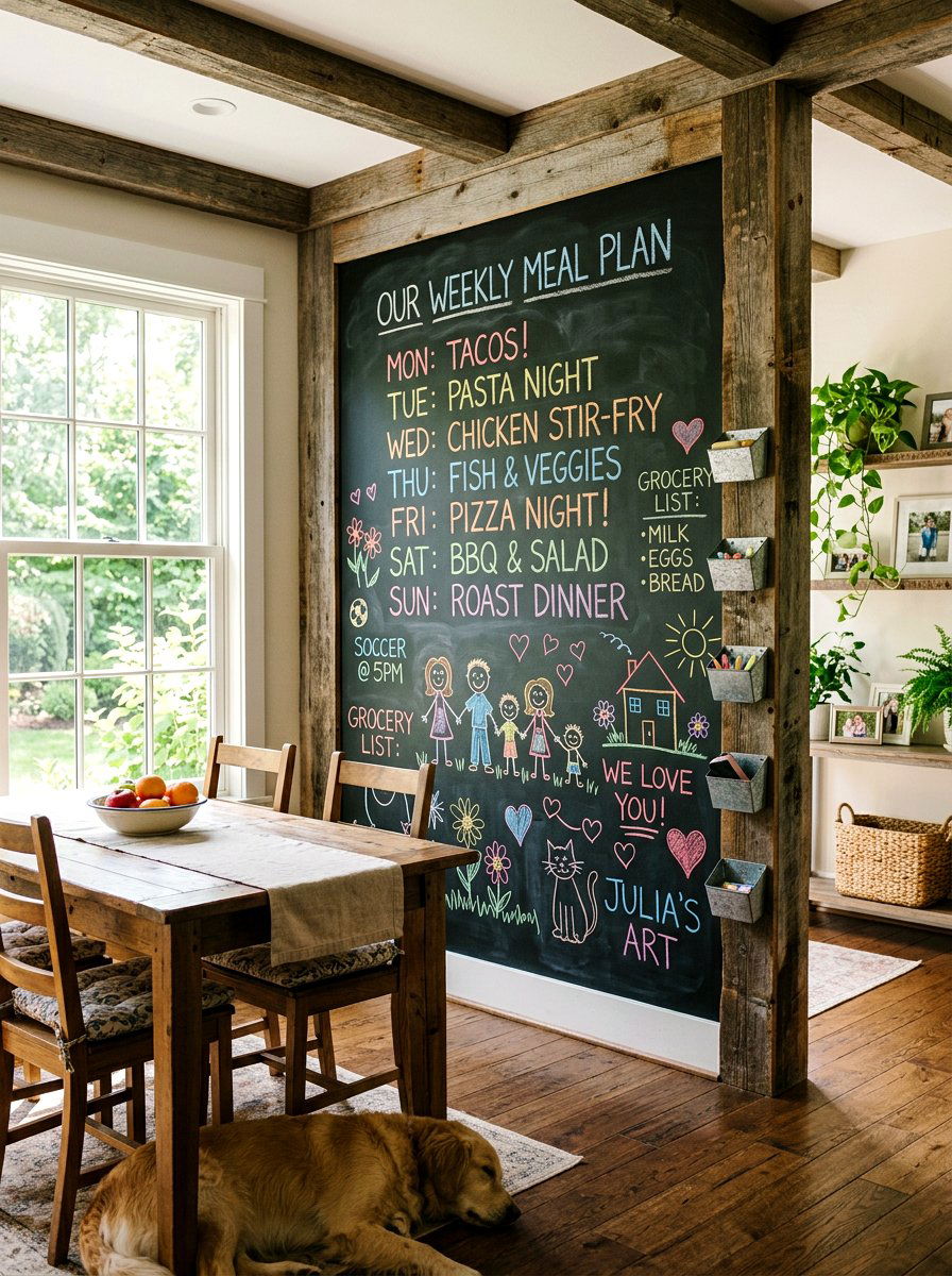 Chalkboard Wall Organizer - 30 family message center ideas