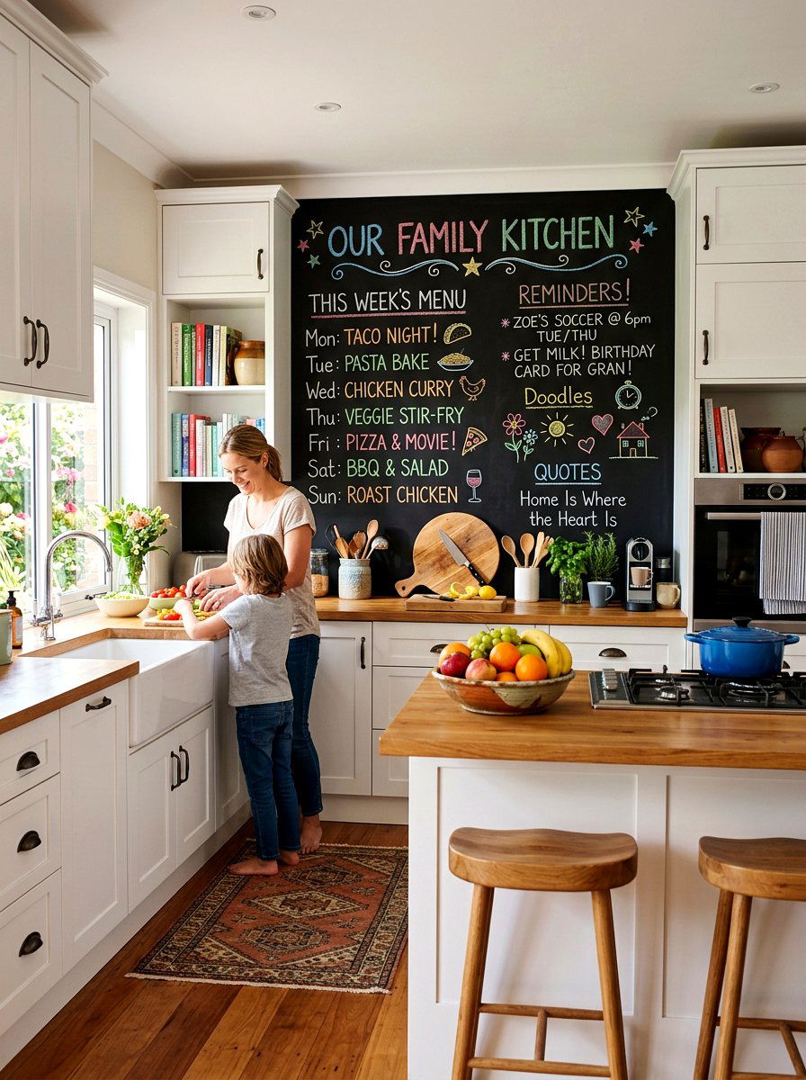 Chalkboard Wall Panel - 30 temporary backsplash ideas