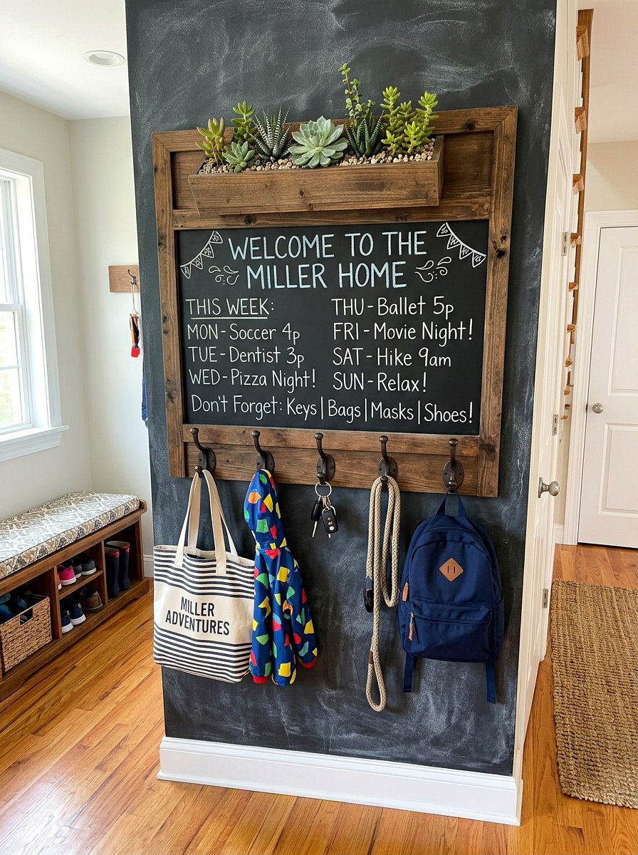 Chalkboard Wall Planter Unit - 30 wall planter entryway ideas