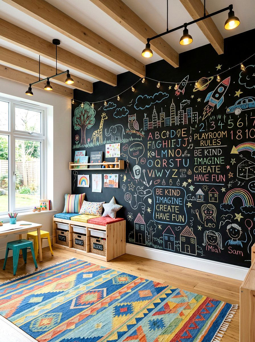 Chalkboard Wall Playroom - 30 small playroom ideas