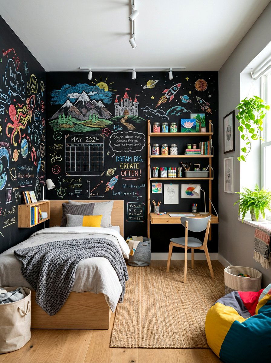Chalkboard Wall Room - 30 Pinterest kids room ideas
