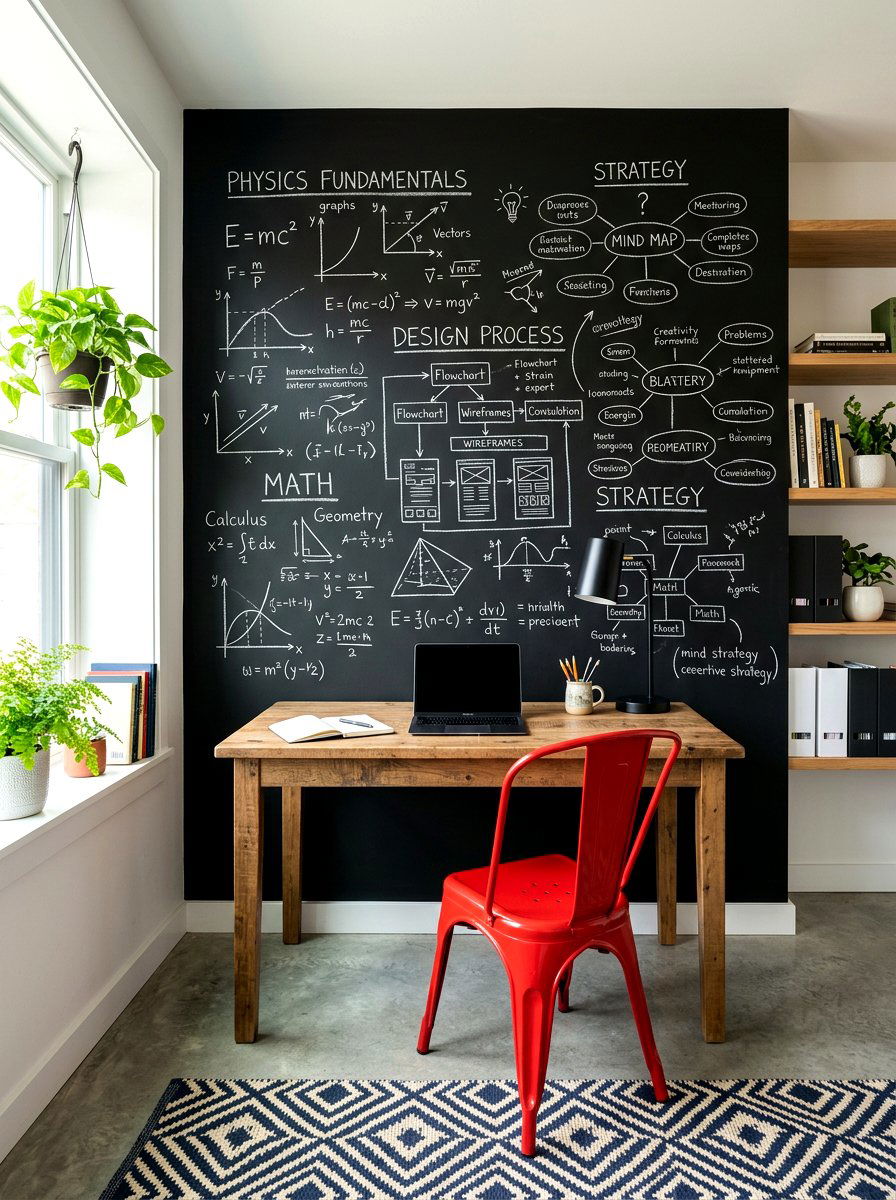 Chalkboard Wall Study Area - 30 homework station ideas