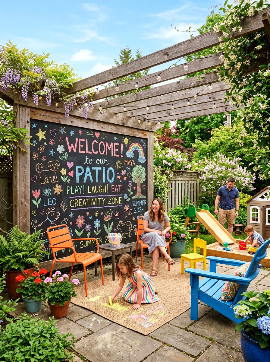 Chalkboard Wall Surface - 30 patio wall decor ideas