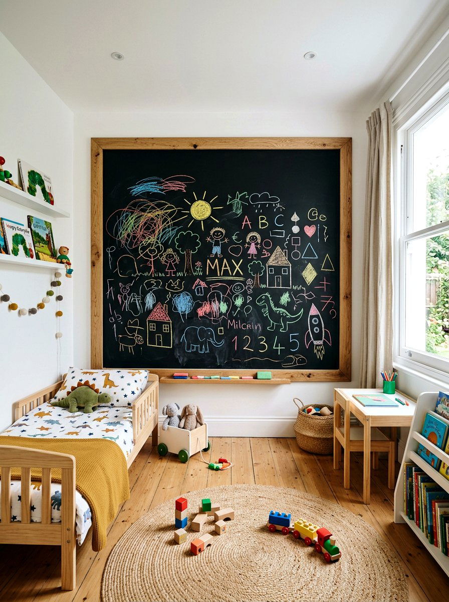 Chalkboard Wall Toddler Bedroom - 30 toddler room ideas