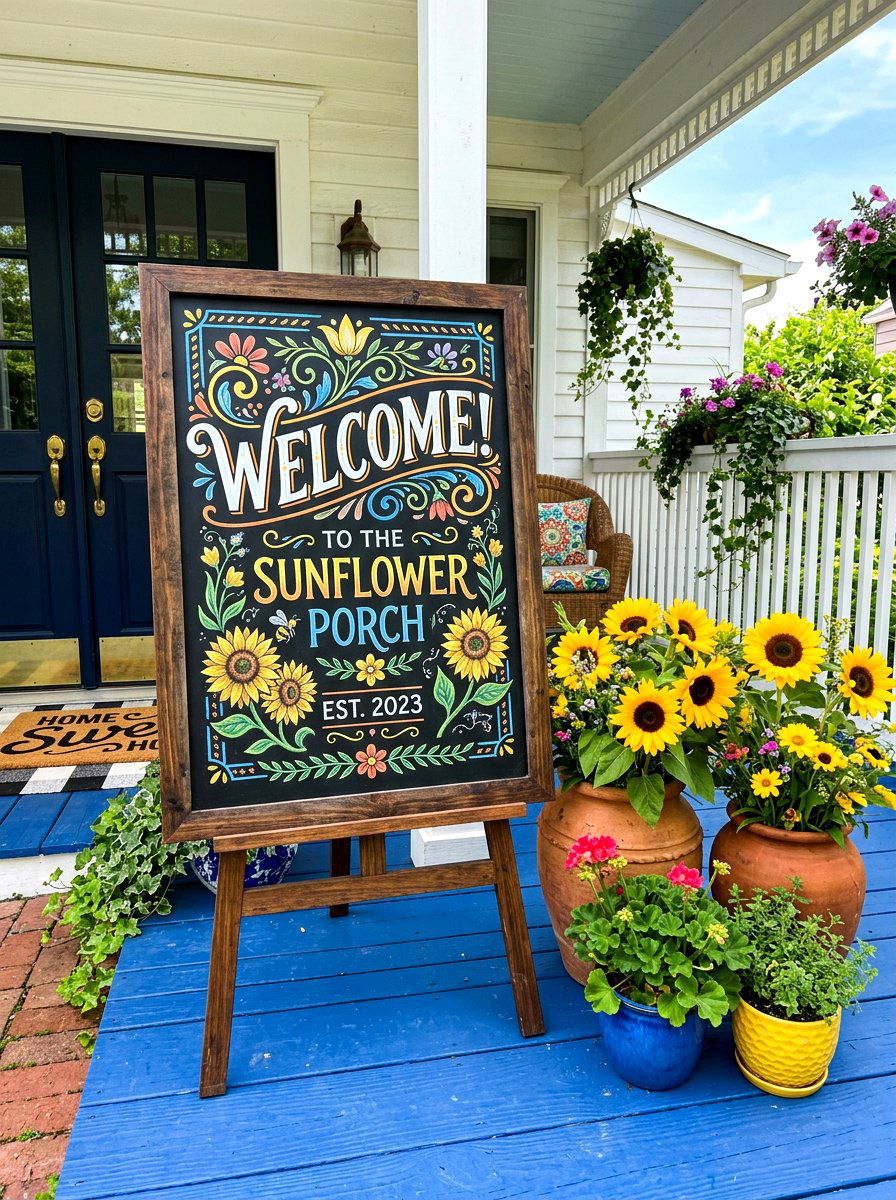 Chalkboard Welcome Sign - 30 porch welcome sign ideas