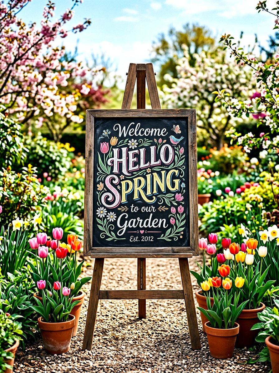 Chalkboard Welcome Sign - 30 spring front porch ideas