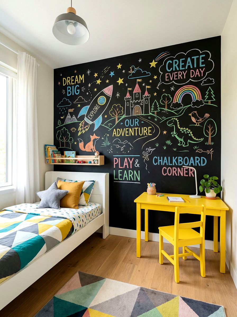 Chalkboard accent wall - 30 boys bedroom decor ideas