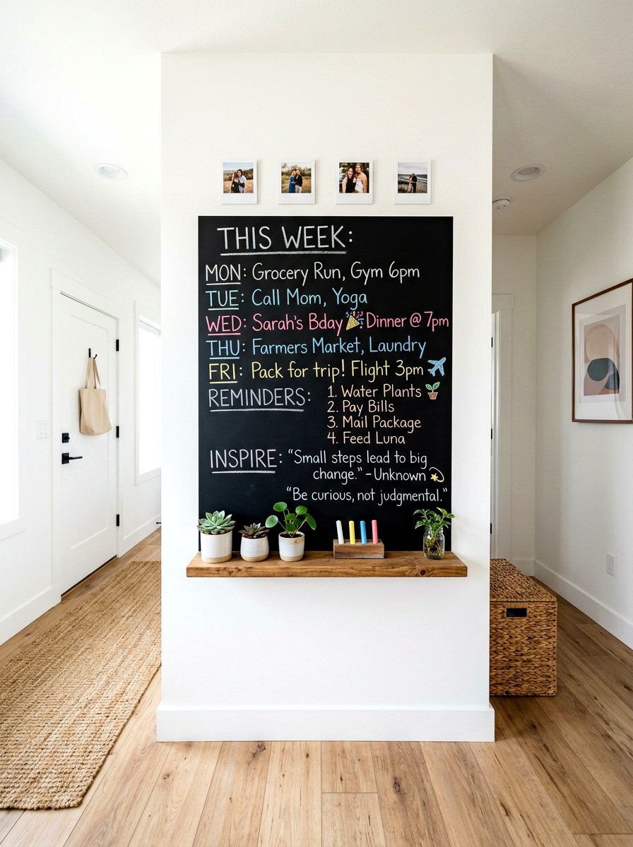 Chalkboard contact paper wall - 30 narrow rental hallway ideas