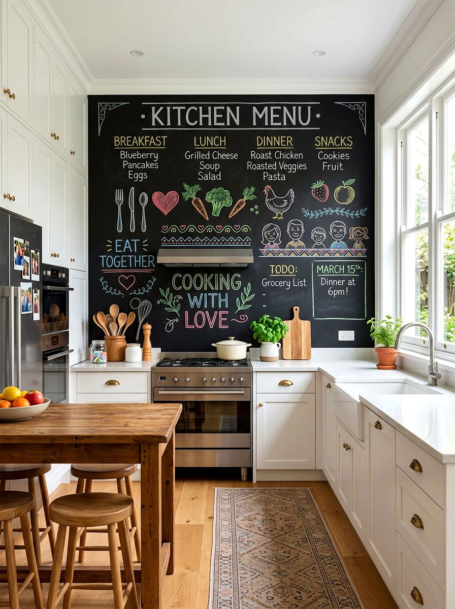 Chalkboard contact paper - 30 rental friendly kitchen backsplash ideas