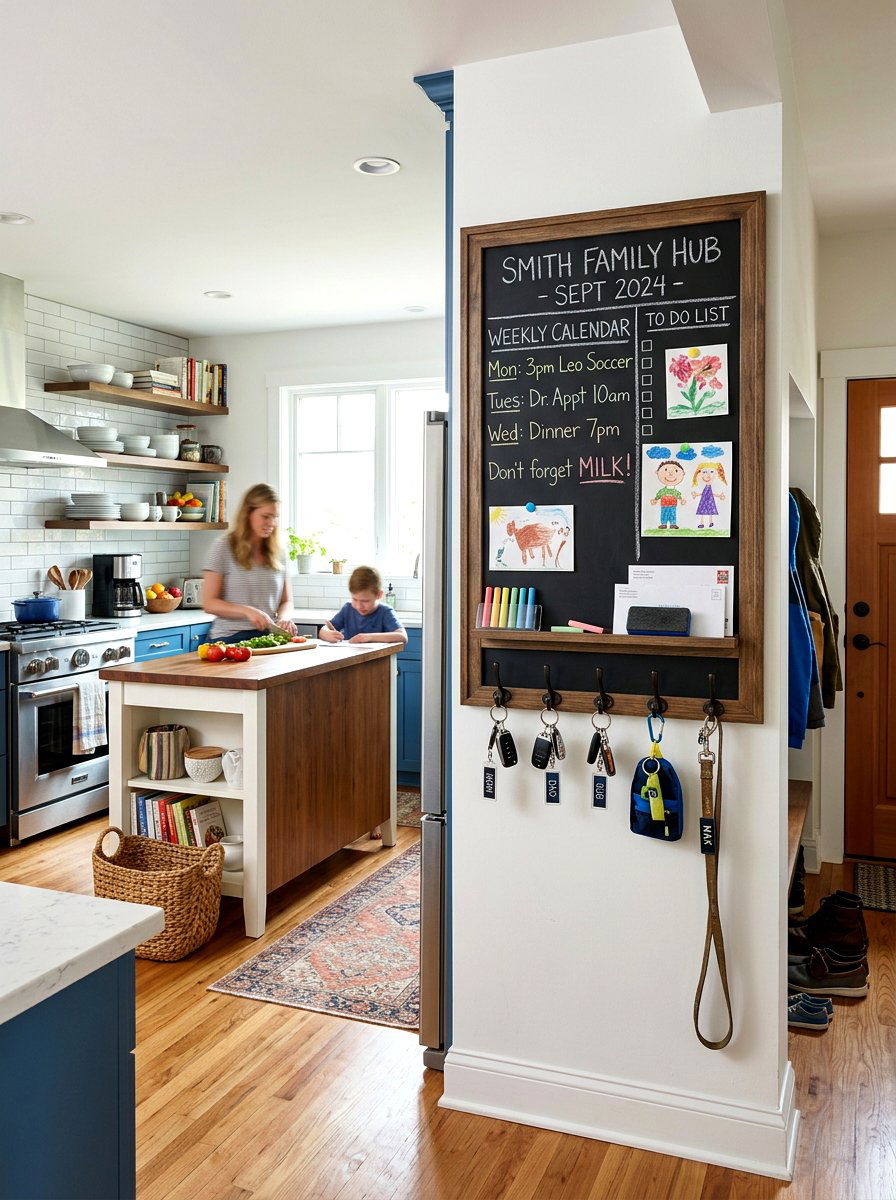 Chalkboard entryway organizer - 30 key holder wall ideas