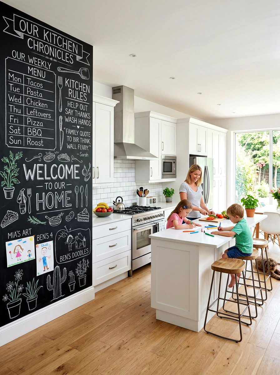 Chalkboard feature wall - 30 long wall decor ideas