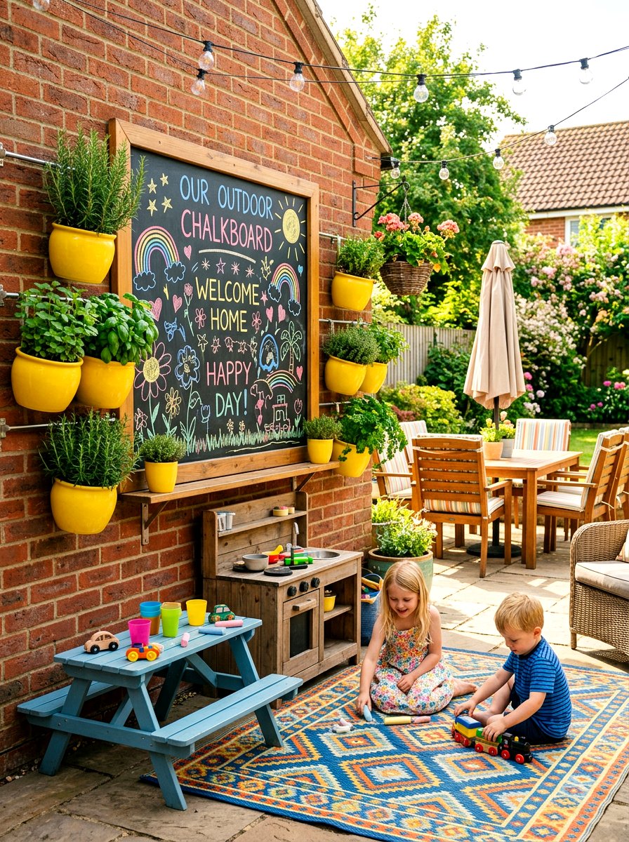 Chalkboard garden wall - 30 outdoor wall art ideas