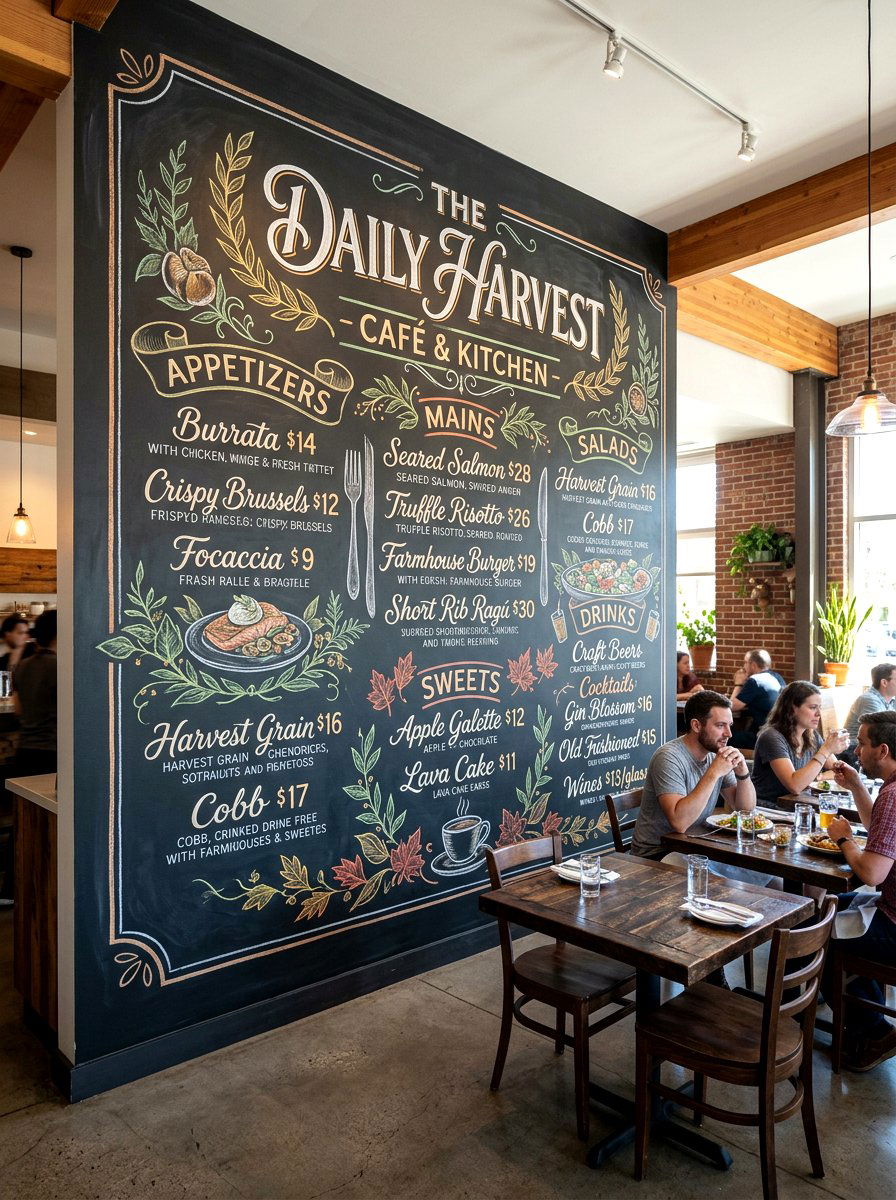 Chalkboard menu wall - 30 Paris cafe dining room ideas