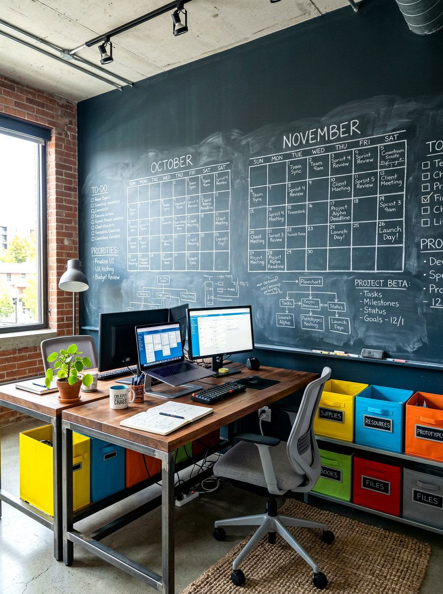 Chalkboard paint office wall - 30 office accent wall ideas