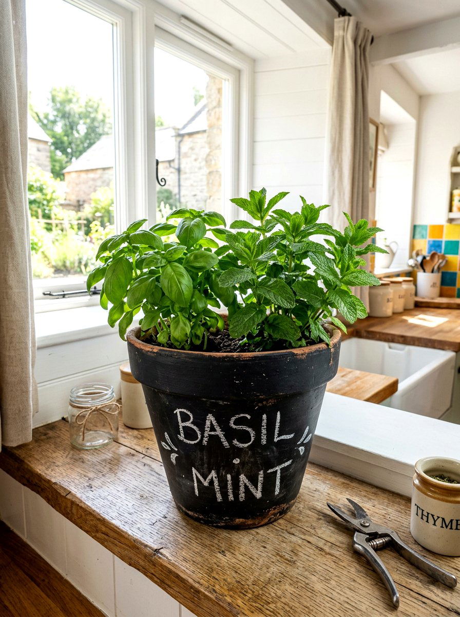 Chalkboard paint pot - 30 painted flower pot ideas