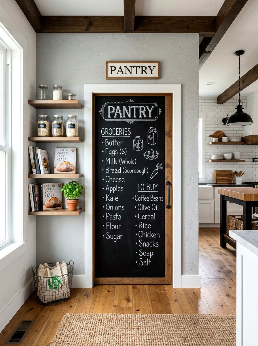 Chalkboard pantry door - 30 reach in pantry ideas