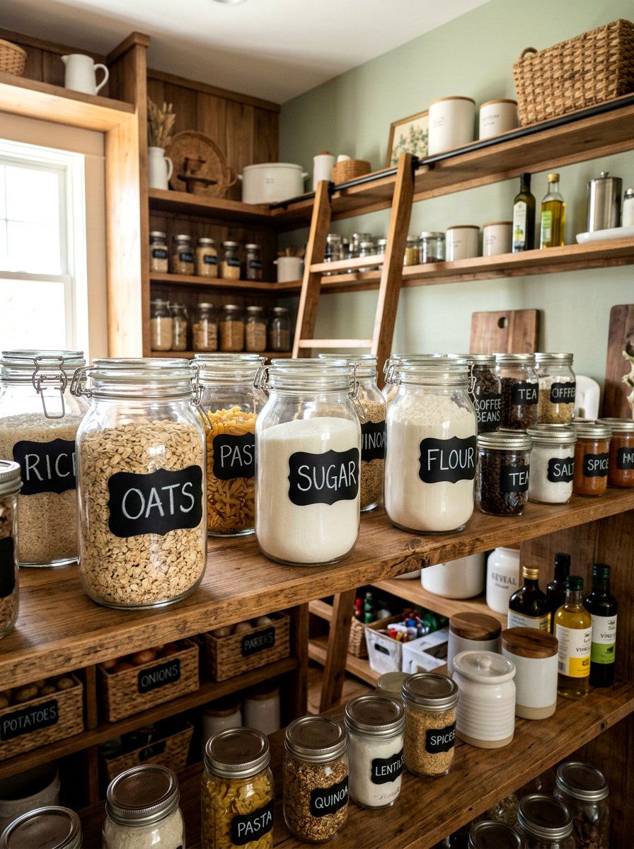 Chalkboard pantry labels - 30 renter friendly kitchen storage ideas