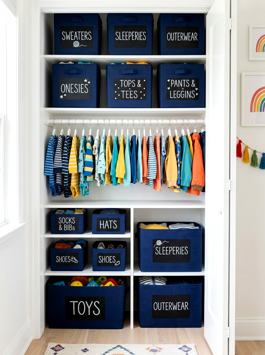 Chalkboard sticker closet basket labels - 30 closet basket labels ideas