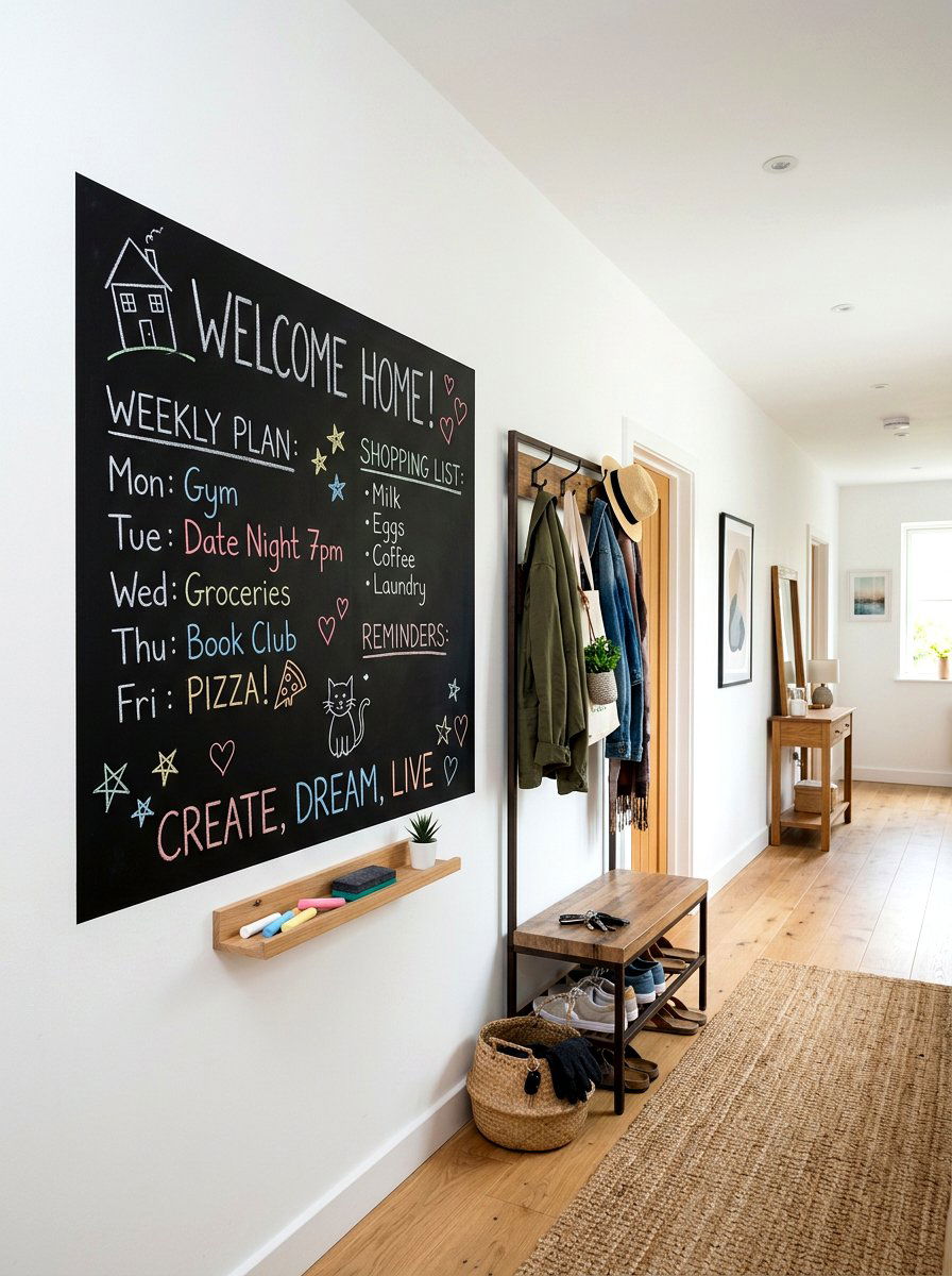 Chalkboard wall decal - 30 renter friendly entryway ideas