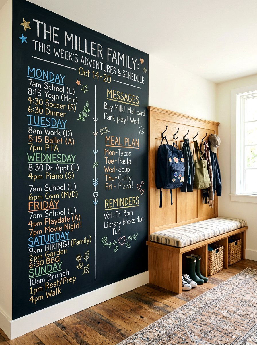 Chalkboard wall for mudroom - 30 organizing a mudroom ideas