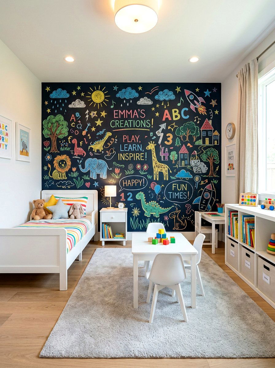 Chalkboard wall paint - 30 kids craft room ideas