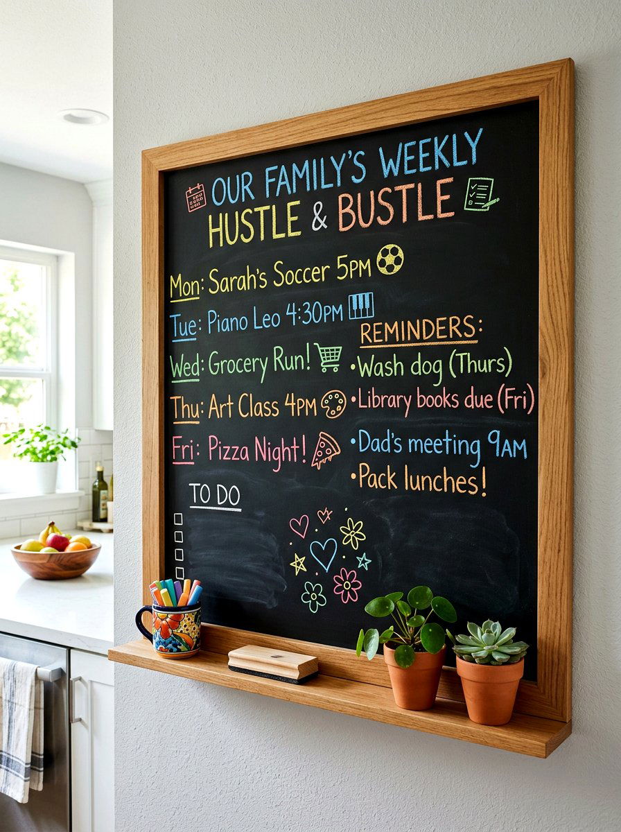 Chalkboard wall shelf - 30 drop zone shelf ideas