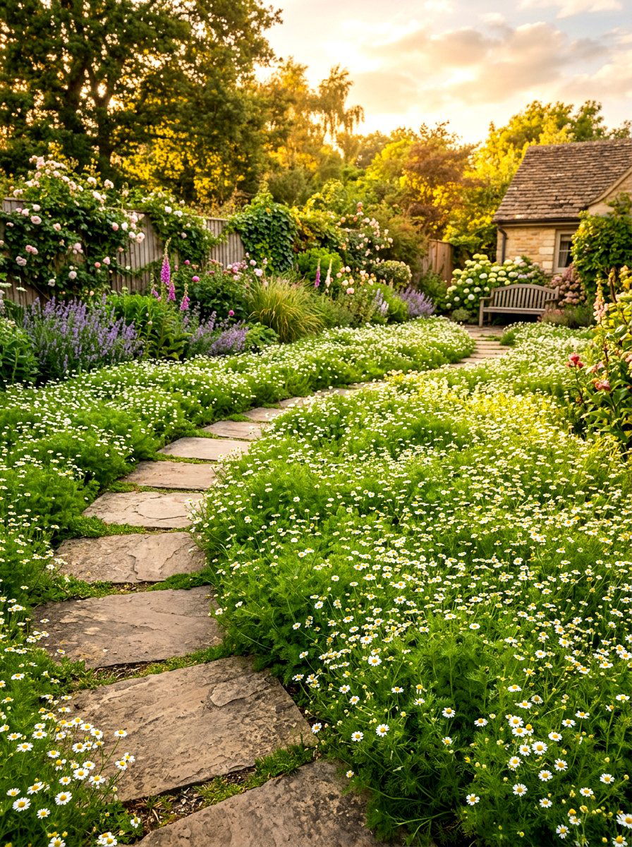 Chamomile Ground Cover - 30 sensory herb garden ideas