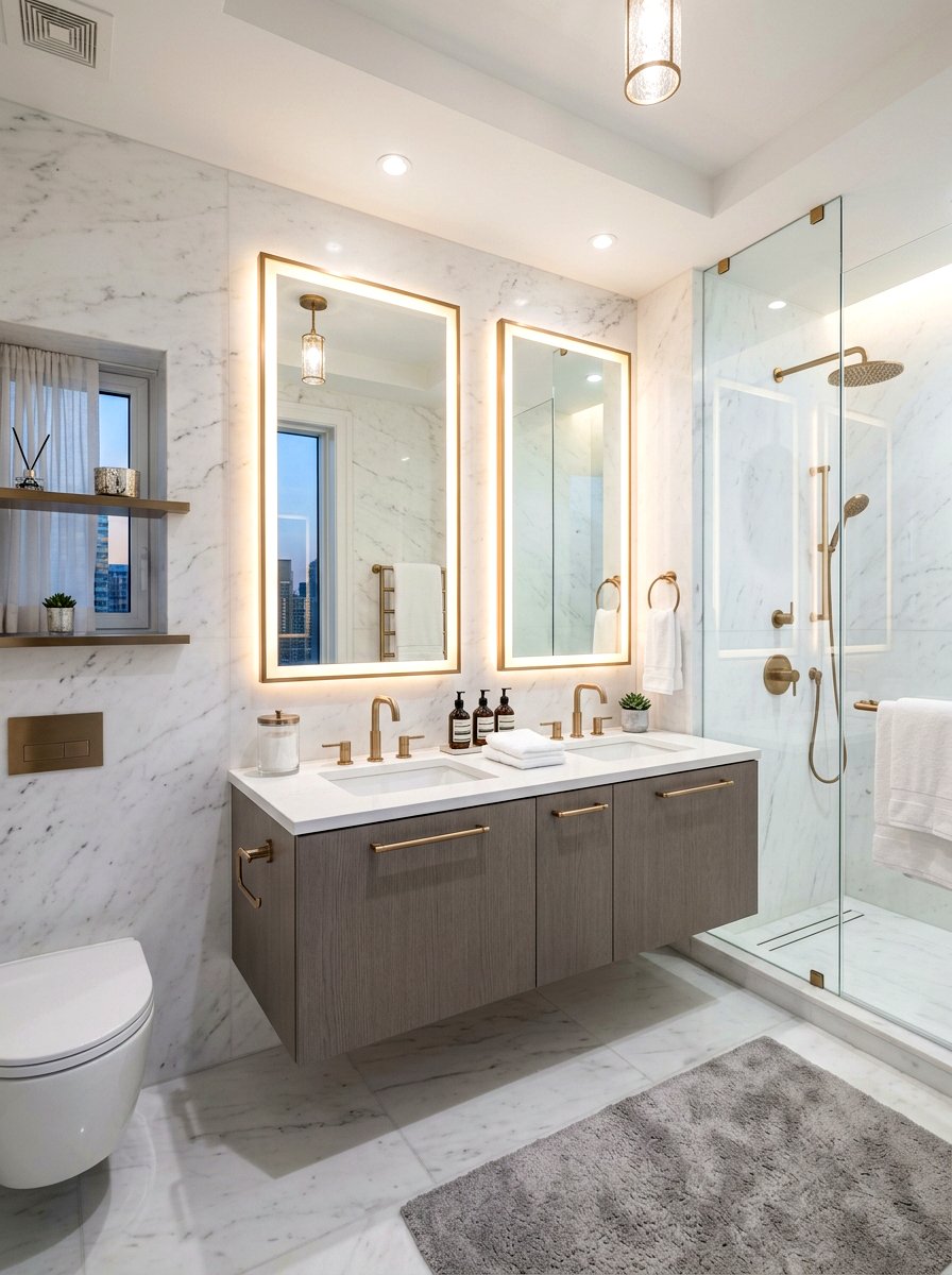 Champagne Bronze Bathroom - 30 bathroom hardware finish ideas