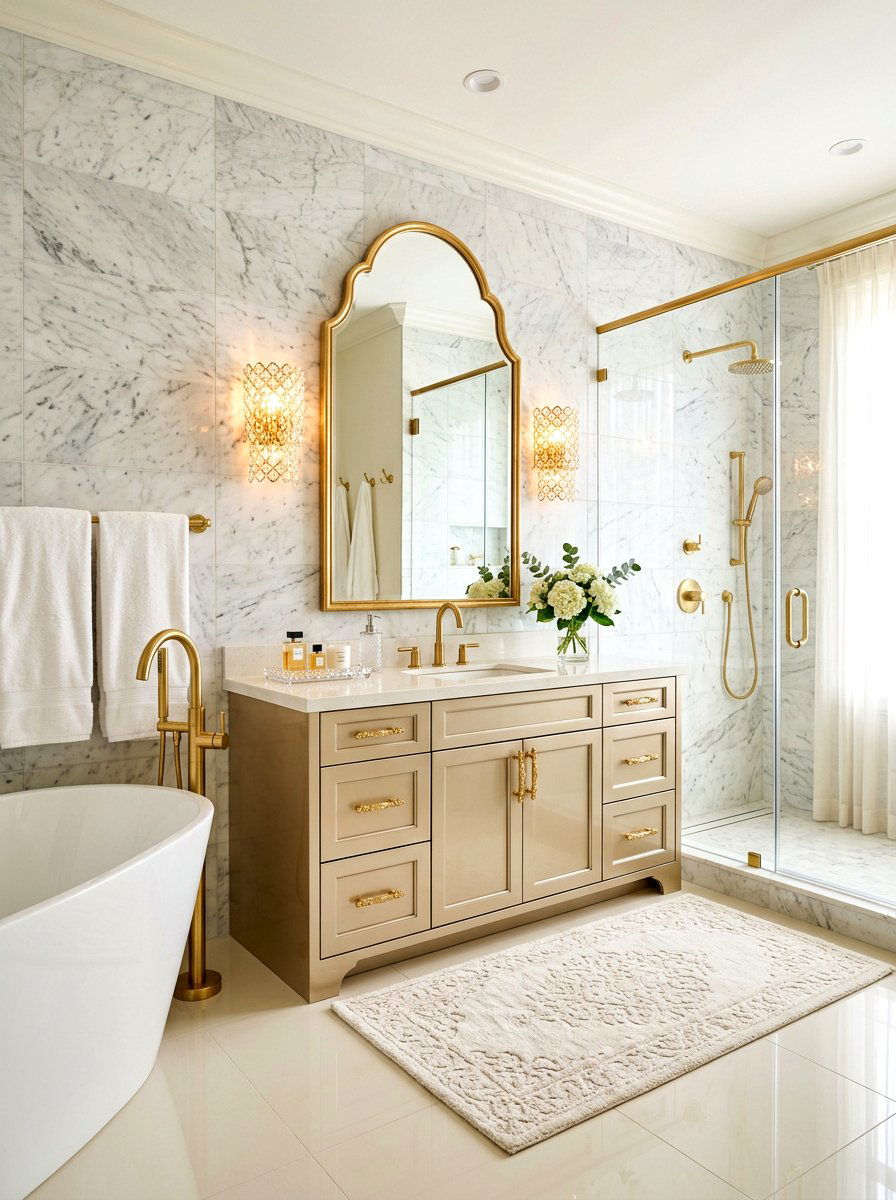 Champagne bathroom vanity - 30 painted bathroom vanity ideas