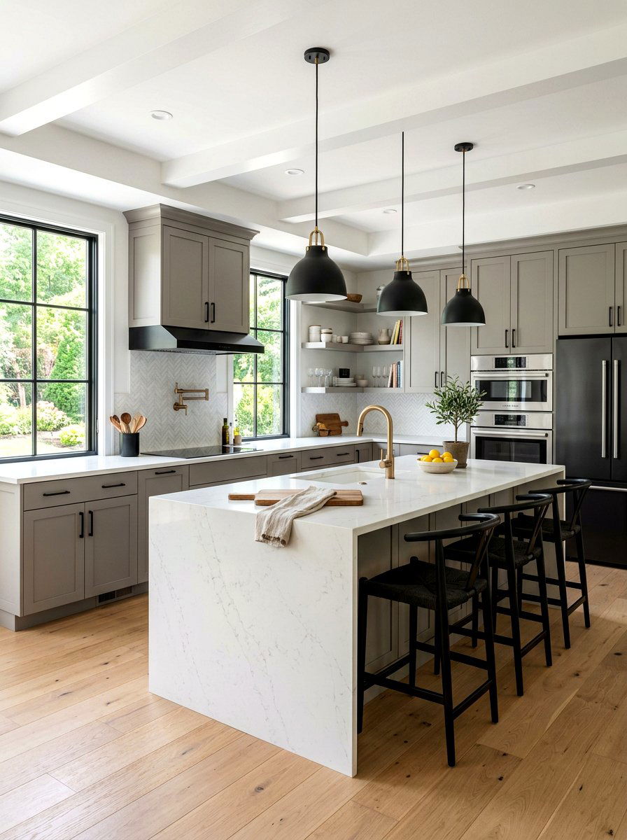Champagne bronze and black kitchen - 30 mixed metal decor ideas