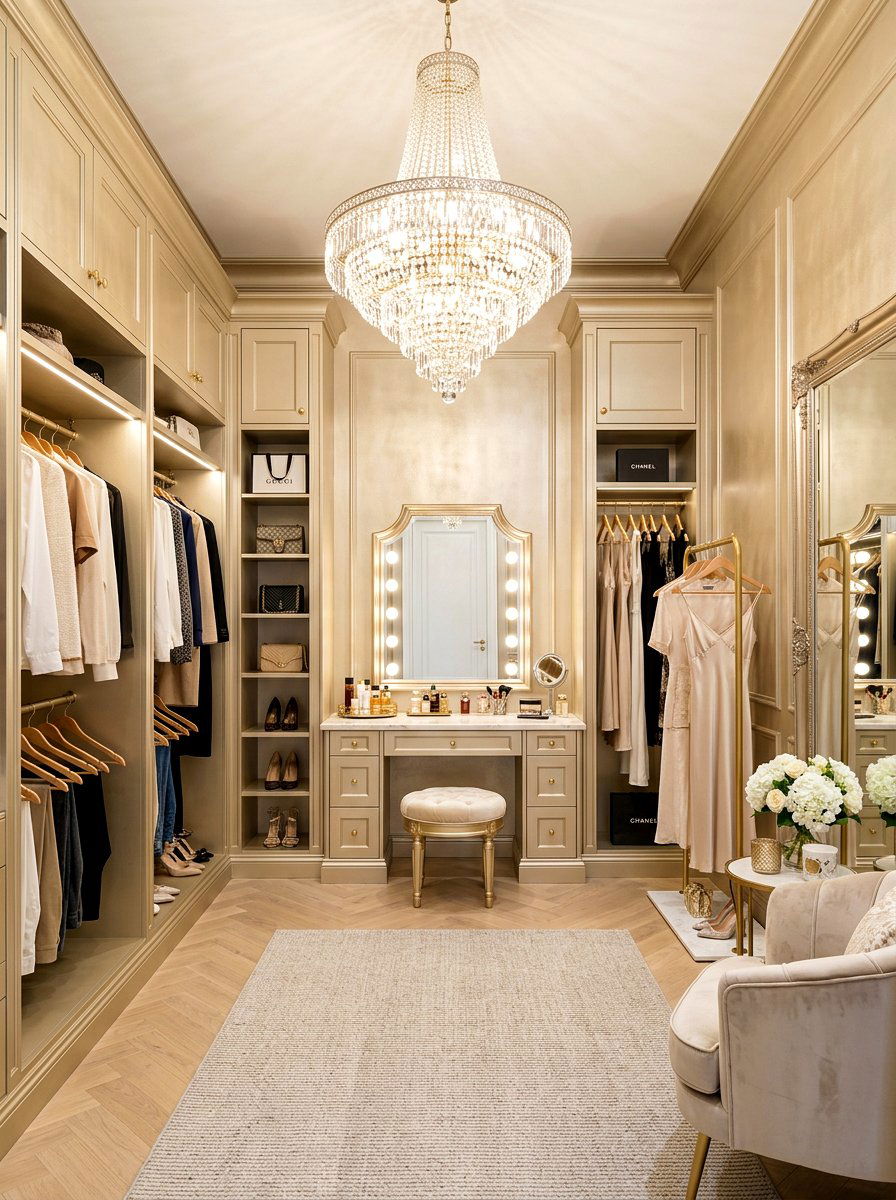 Champagne gold dressing room - 30 spring color drench ideas