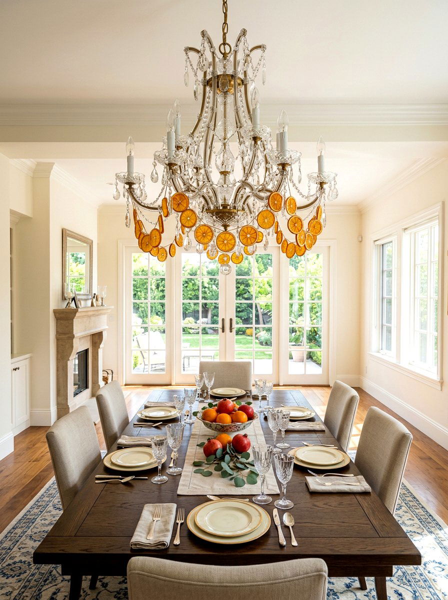 Chandelier Citrus Decor - 30 dried orange decor ideas