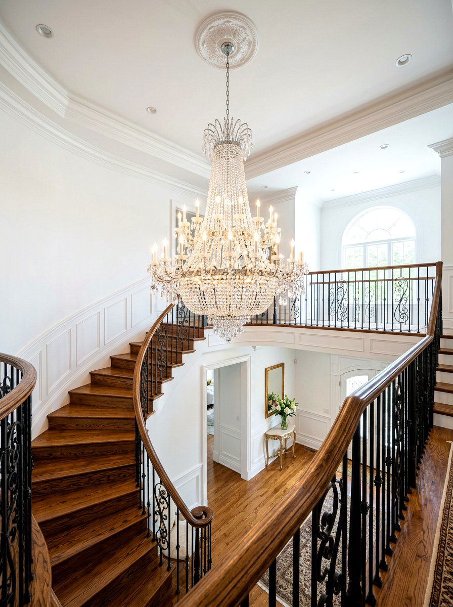 Chandelier Stair Landing - 30 stair landing ideas
