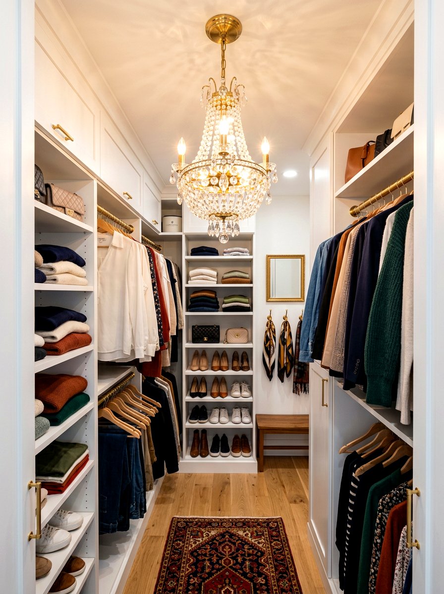 Chandelier for small closet - 30 glam closet ideas