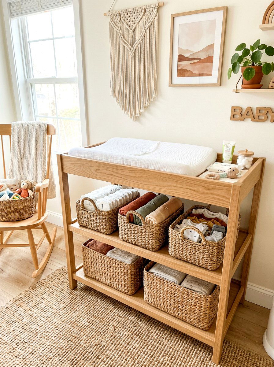 Changing Table Baskets - 30 nursery storage ideas