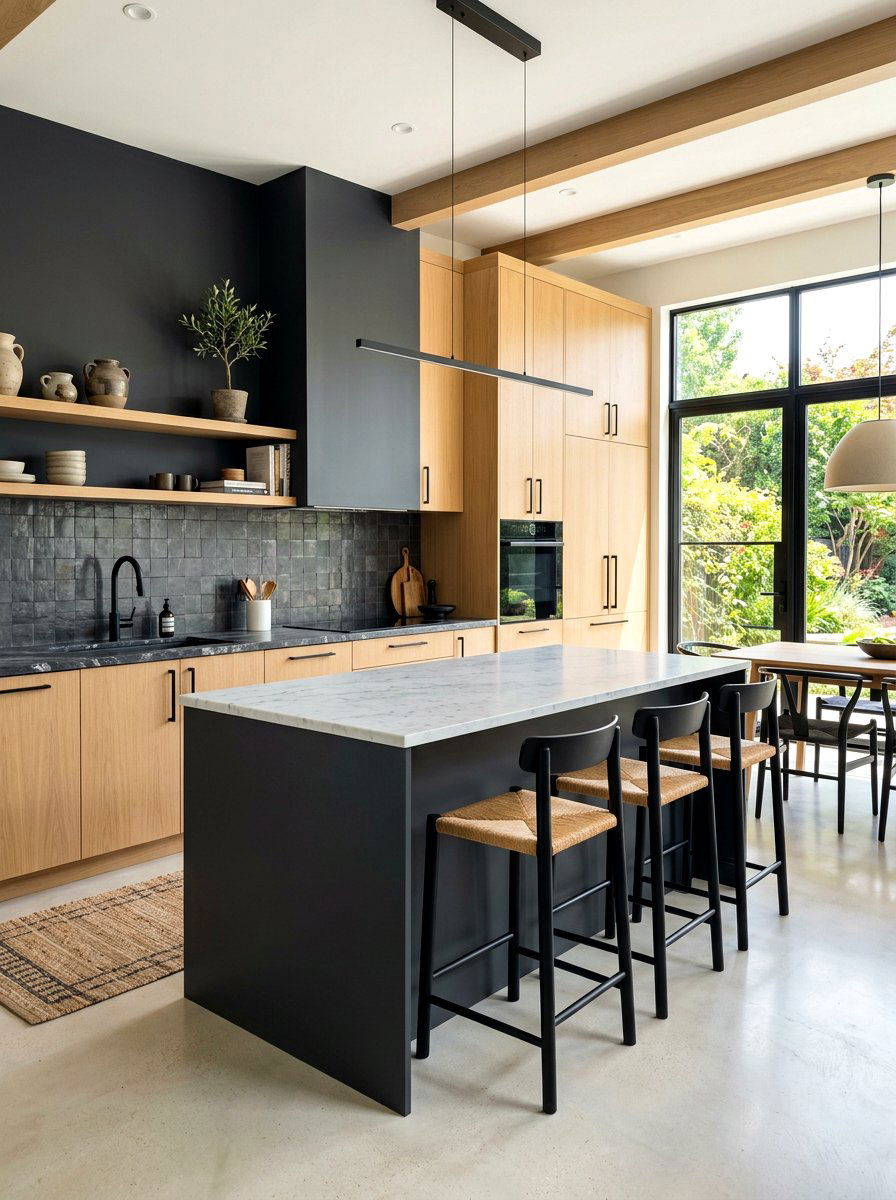 Charcoal Accent Space - 30 Japandi decor ideas
