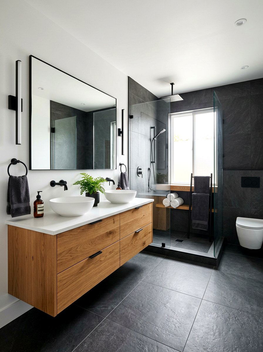 Charcoal And Oak Bathroom - 30 bathroom color scheme ideas