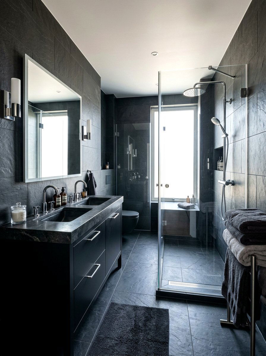 Charcoal Bathroom - 30 monochrome room ideas