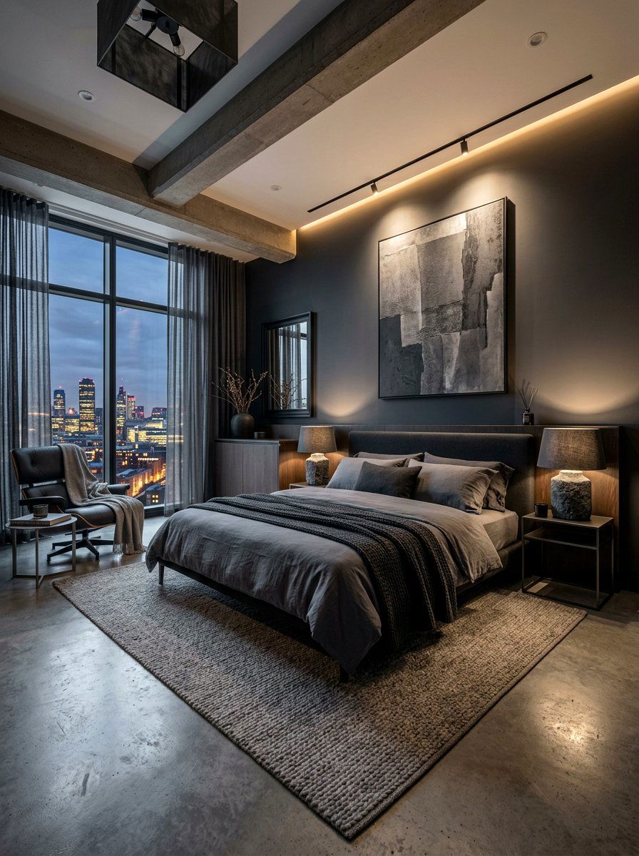 Charcoal Bedroom - 30 monochromatic bedroom ideas